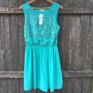 NWT Jun & Ivy Teal Sequin Party Dress